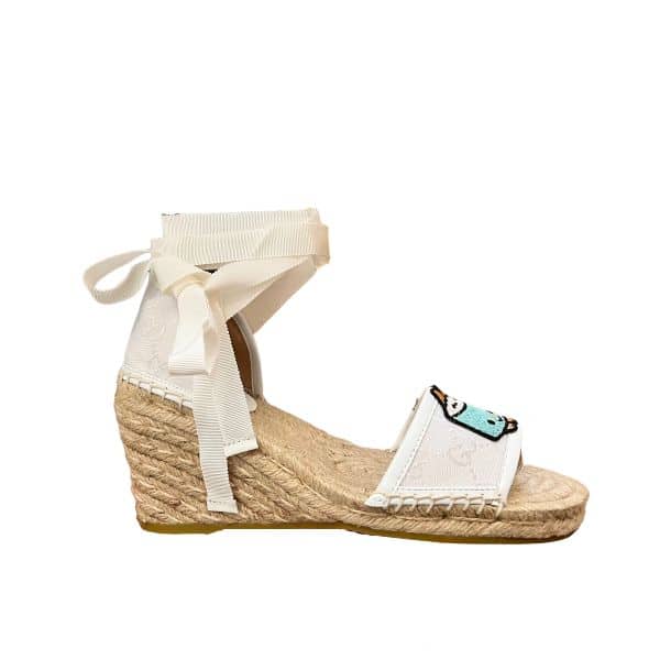 GUCCI WOMEN'S GG ESPADRILLE WITH PATCH WHITE