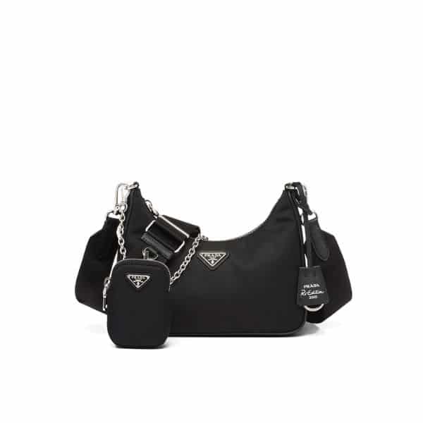 PRADA RE EDITION 2005 RE NYLON BAG BLACK 26CM