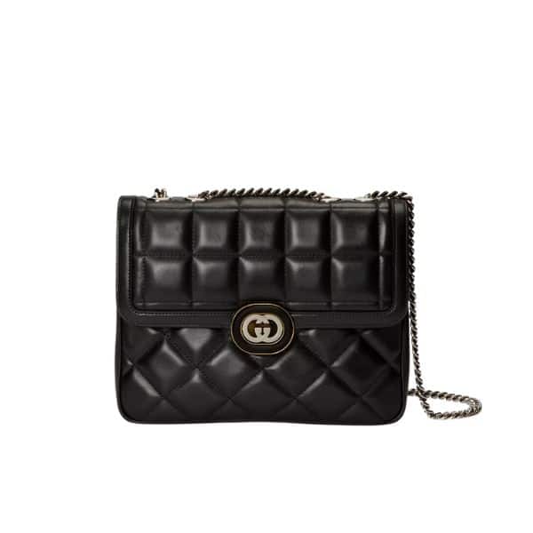 GUCCI DECO SMALL SHOULDER BAG BLACK 25CM 740834 AAB7A 1000