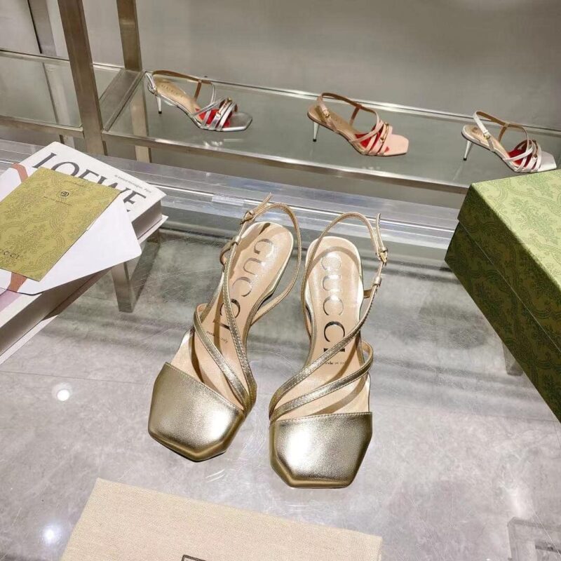 Alternative view of GUCCI GOLD METALLIC MID HEEL