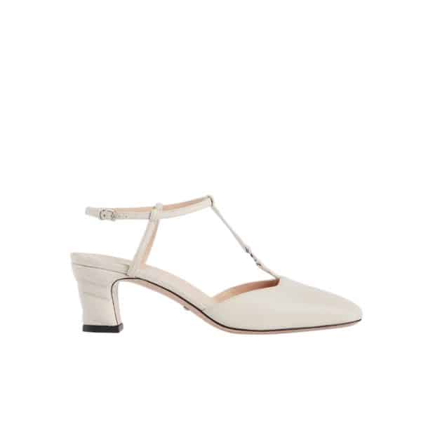 GUCCI WOMEN'S PETITE GG SLINGBACK PUMP ‎WHITE  ‎723446 BKO00 9049