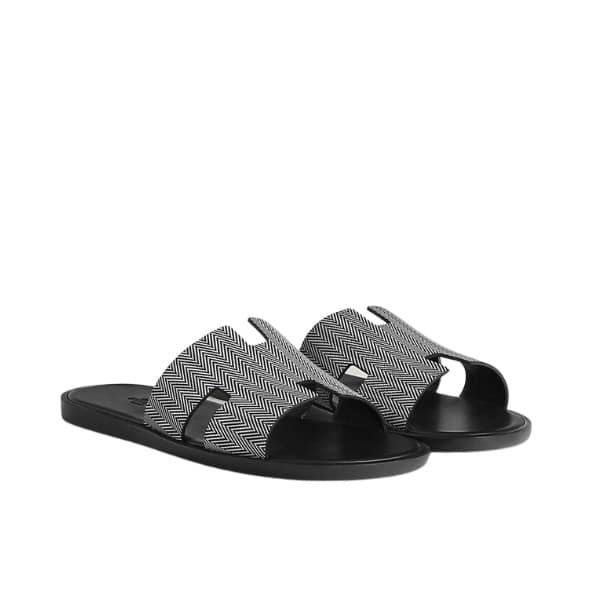 HERMES IZMIR SANDAL NOIR BLANC H231806ZH11390