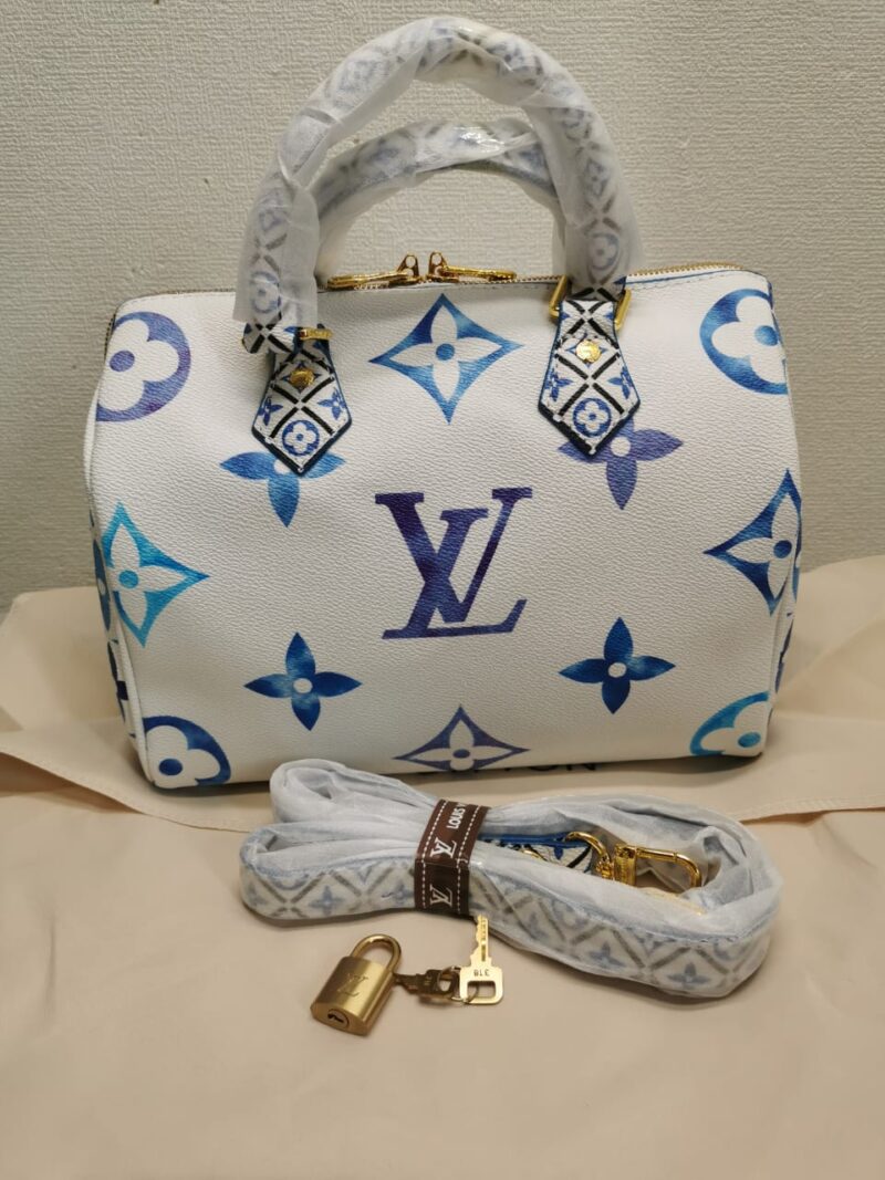 Alternative view of LOUIS VUITTON SPEEDY BANDOULIÈRE WHITE BLUE 25CM