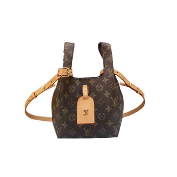 LOUIS VUITTON BUCKET TOTE BAG MONOGRAM CANVAS BROWN 17CM