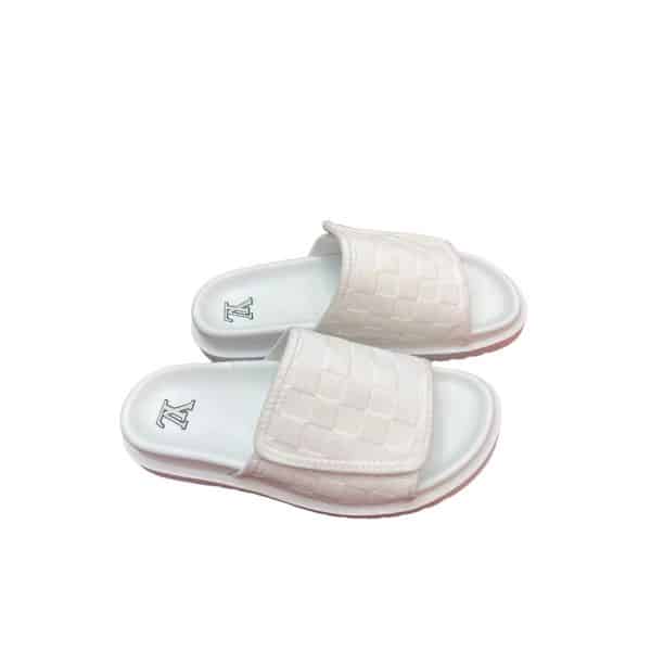 LOUIS VUITTON DAMIER FLAT SLIDES WHITE