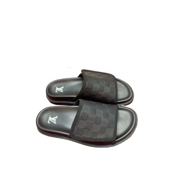 LOUIS VUITTON DAMIER FLAT SLIDES BLACK