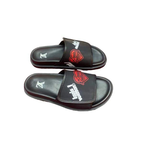 LOUIS VUITTON HEART FLAT SLIDES BLACK