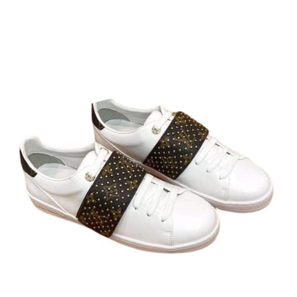 LOUIS VUITTON FRONTROW MONOGRAM STRAP GOLD STUD WHHITE