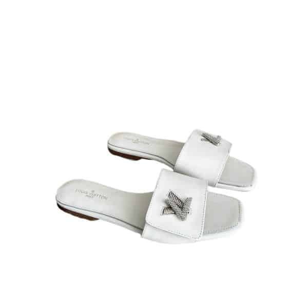LOUIS VUITTON SHAKE FLAT MULE WHITE