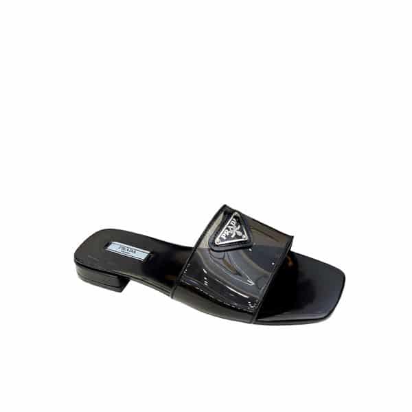 PRADA LOGO PLAQUE SLIP ON BLACK