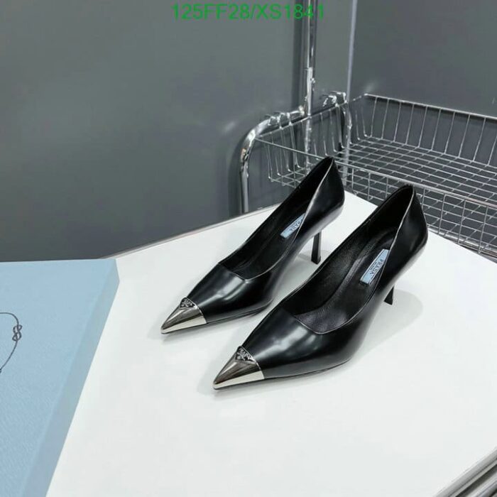Alternative view of PRADA BRUSHED LEATHER PUMPS BLACK