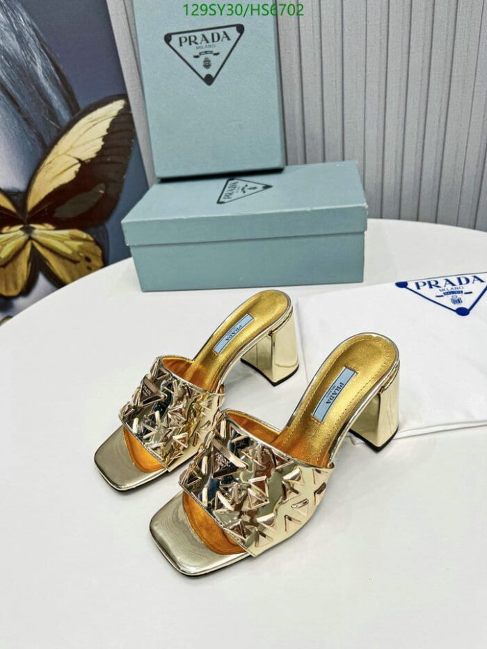 Alternative view of PRADA STUDDED METALLIC LEATHER MULES GOLD 1XX6473LL5F0522F065