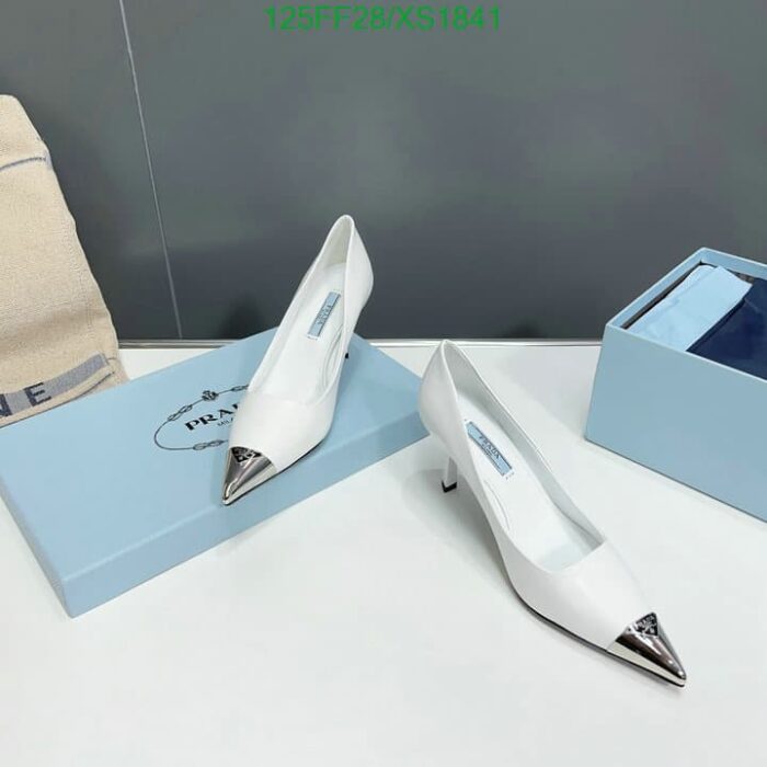 Alternative view of PRADA BRUSHED LEATHER PUMPS WHITE