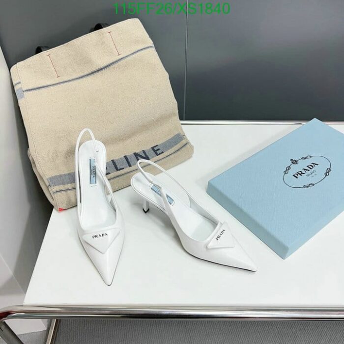 Alternative view of PRADA BRUSHED LEATHER SLINGBACK PUMPS WHITE 1I901M055F0009F075