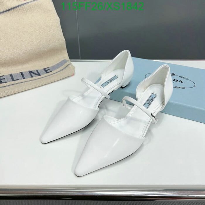 Alternative view of PRADA LEATHER BALLET FLATS WHITE