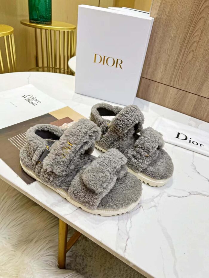 Alternative view of DIORACT GREY SHEARLING SANDALS
