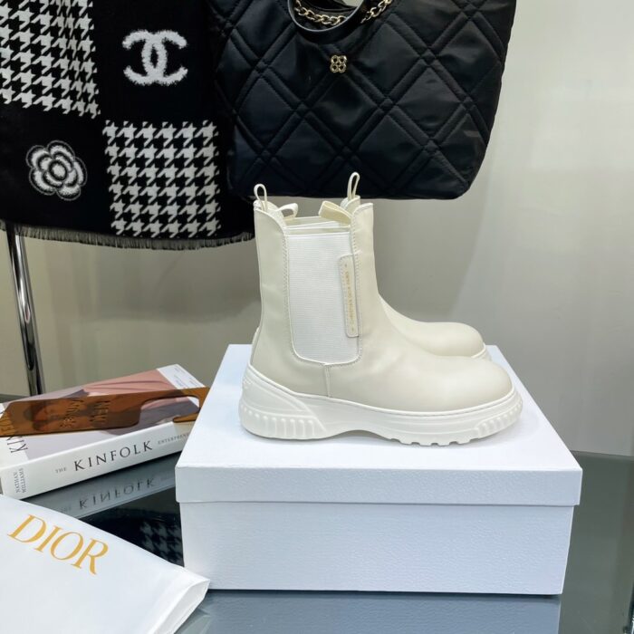 Alternative view of DIOR D-RACER ANKLE BOOT WHITE CALFSKIN KDI780VEAS03W
