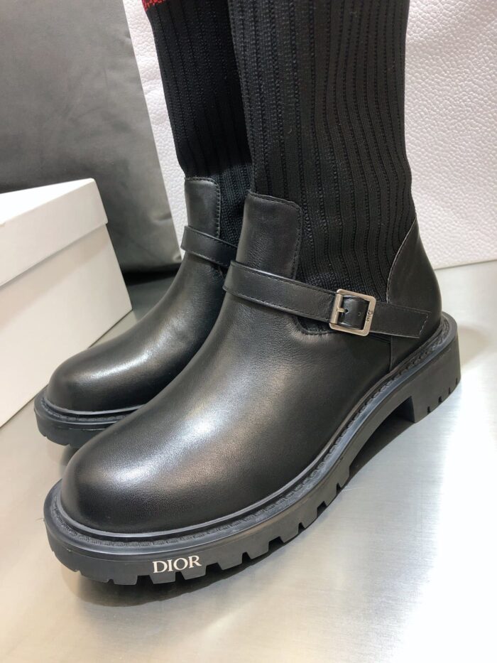 Alternative view of DIOR D-MAJOR LONG BOOTS WOOL AND BLACK LEATHER