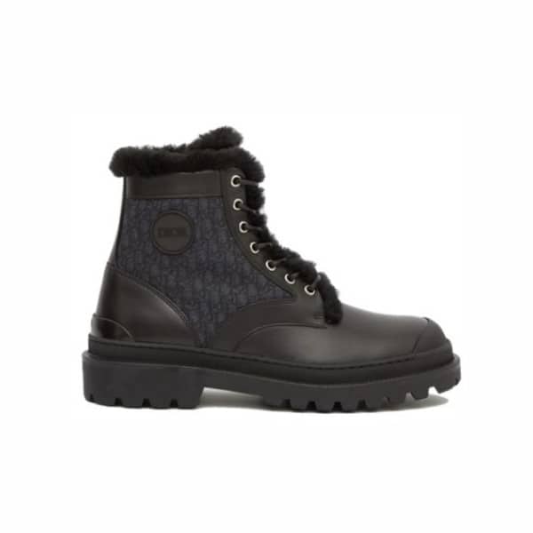 DIOR EXPLORER ANKLE BOOT BLACK OBLIQUE AND CALFSKIN