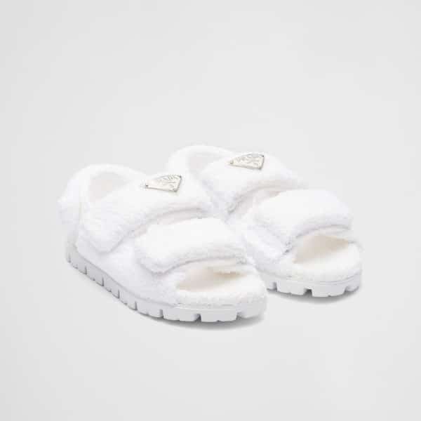 PRADA WHITE TERRYCLOTH SANDALS 1X737MH39F0009FD020