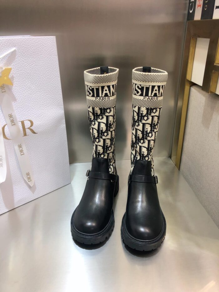 Alternative view of DIOR D-MAJOR LONG BOOTS OBLIQUE AND BLACK LEATHER