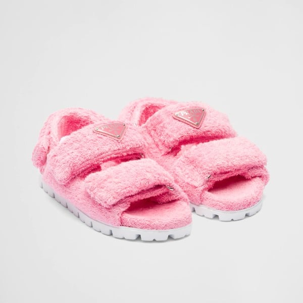 PRADA PETAL PINK TERRYCLOTH SANDALS 1X737MH39F0442FD020
