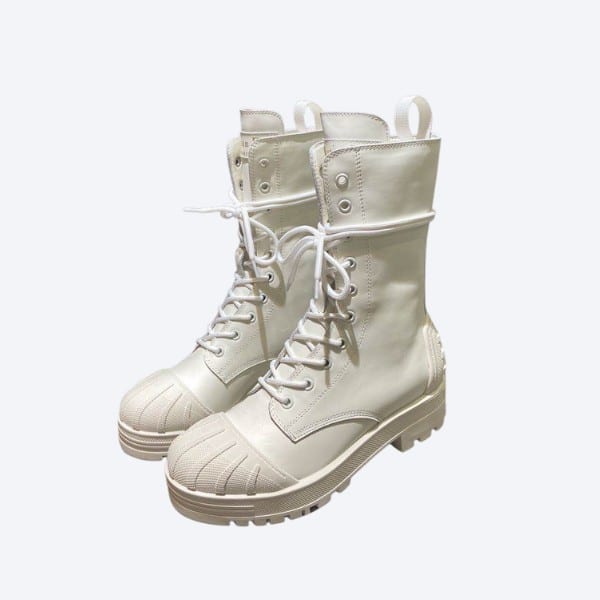 DIOR WHITE BIKER SHORT BOOTS