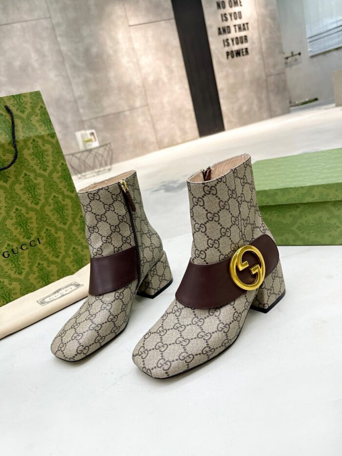 Alternative view of GUCCI BLONDIE WOMEN'S ANKLE BOOT BROWN 701706 9I650 9769