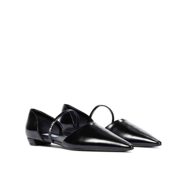 PRADA LEATHER BALLET FLATS BLACK