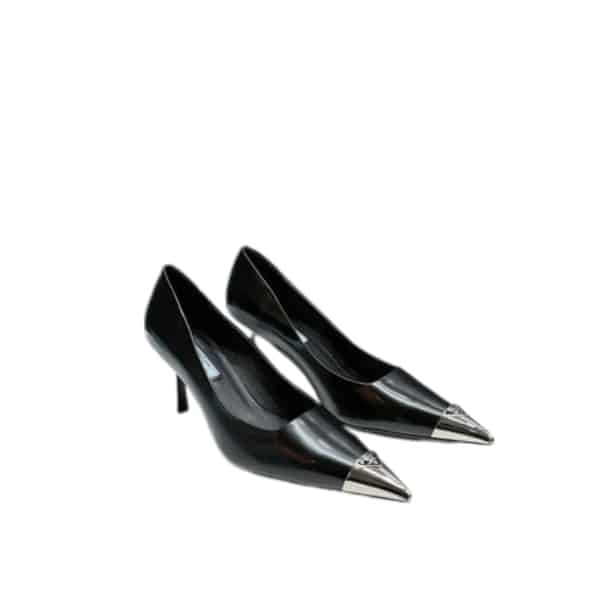 PRADA BRUSHED LEATHER PUMPS BLACK