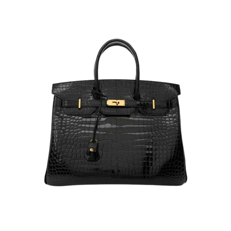 HERMES BIRKIN 30 BLACK NOIR SHINY POROSUS CROCODILE 30CM
