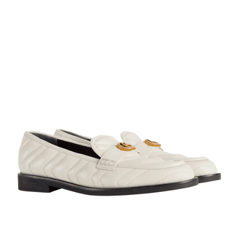 GUCCI WOMEN'S LOAFER WITH DOUBLE G WHITE LEATHER 670399 BKO60 9022