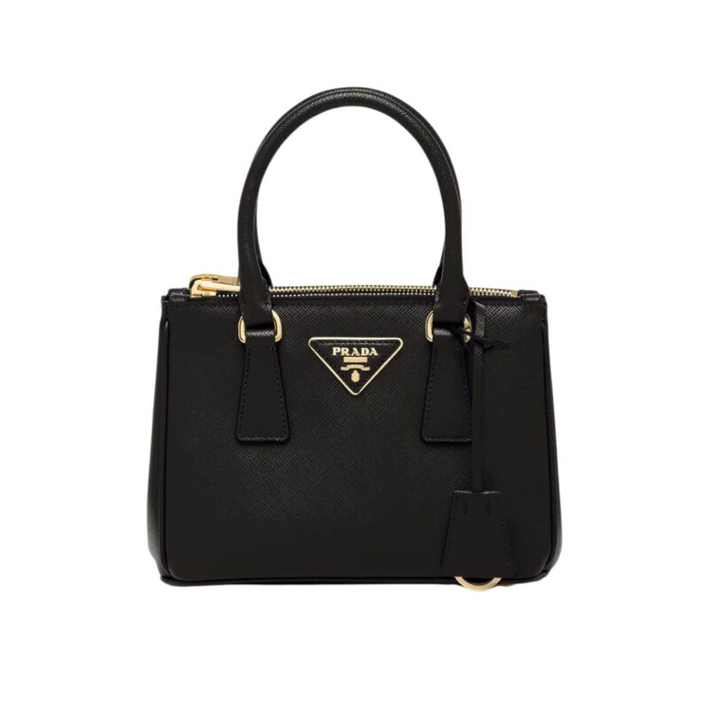 PRADA GALLERIA SAFFIANO LEATHER MINI BAG BLACK 20CM 1BA906 NZV F0002 V EOM