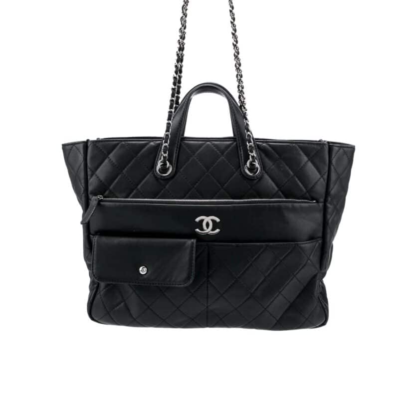 CHANEL 20C ULTRA POCKET TOTE BAG QUILTED BLACK LEATHER 37CM AS1300 90123316