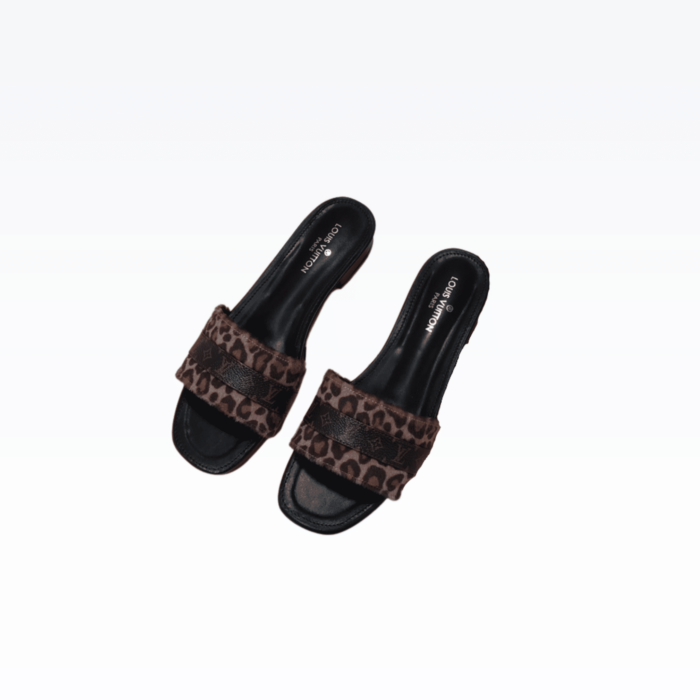 LOUIS VUITTON LEOPARD FLAT MULE MONOGRAM