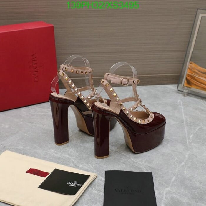 Alternative view of VALENTINO ROCKSTUD PLATFORM PUMP IN PATENT LEATHER BROWN