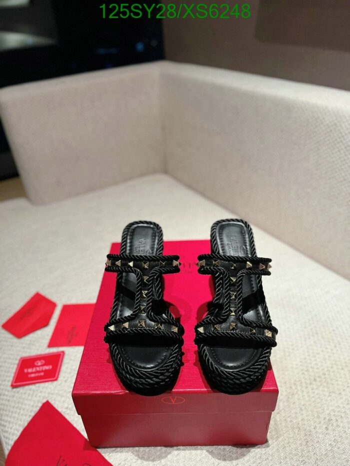 Alternative view of VALENTINO GARAVANI ROCKSTUD LEATHER WEDGE SANDALS BLACK