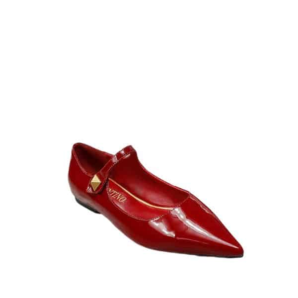 VALENTINO GARAVANI TIPTOE PATENT LEATHER BALLET FLATS RED