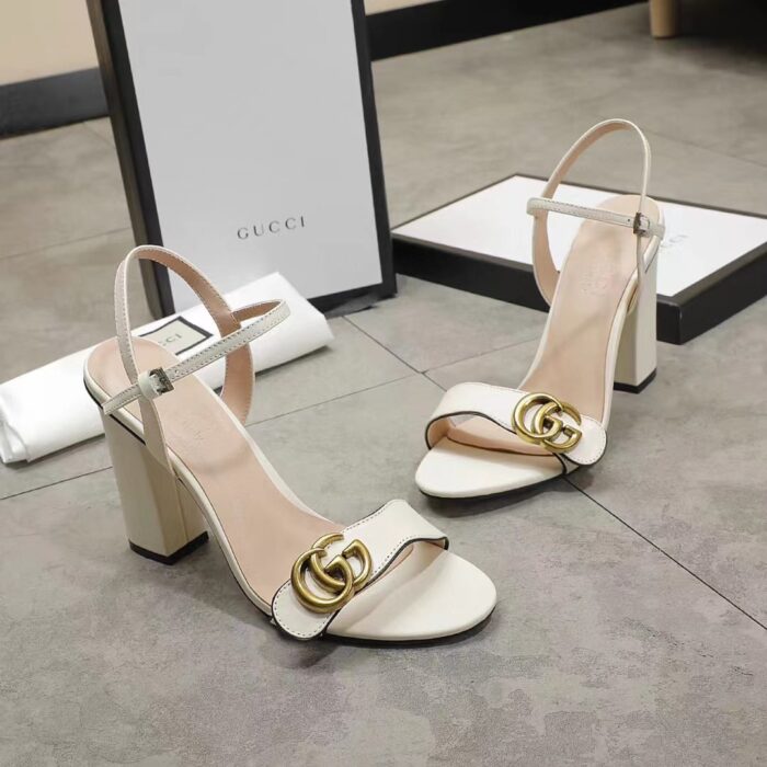 Alternative view of GUCCI DOUBLE G WHITE LEATHER SANDAL ‎453378 A3N00 9022