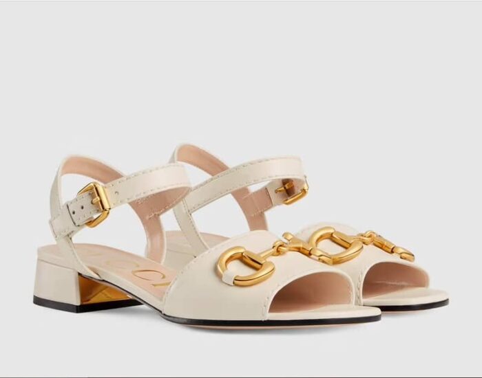 GUCCI WOMEN'S SANDAL WITH HORSEBIT WHITE 655413 BKO00 9022