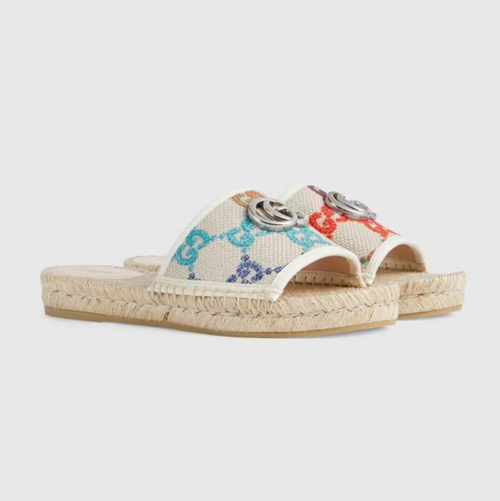 GUCCI WOMEN'S GG ESPADRILLE SLIDES 678037 UFT70 8470