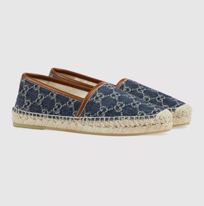 GUCCI WOMEN'S JACQUARD ESPADRILLE DARK BLUE 580877 2KQ50 4462