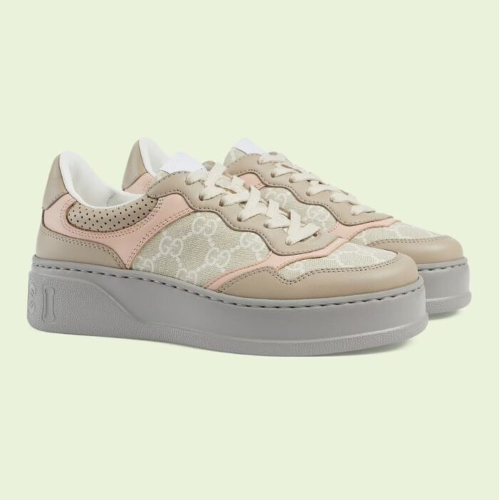 GUCCI WOMEN'S SNEAKER WHITE AND BEIGE 700775 UPG90 9595
