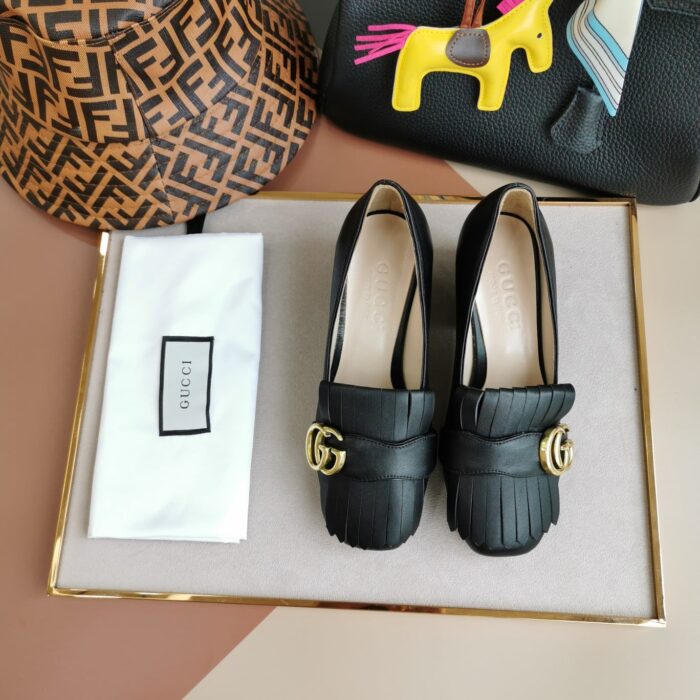 Alternative view of GUCCI MID HEEL PUMP LEATHER BLACK 408208 C9D00 1000