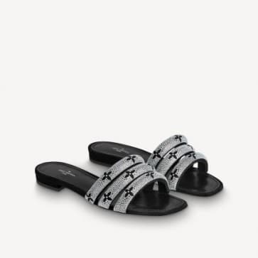 LOUIS VUITTON APPEAL FLAT MULES SLIDES BLACK 1A95T8
