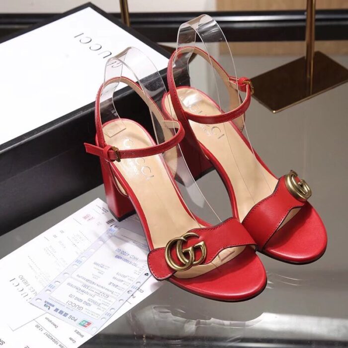 Alternative view of GUCCI G MID HEEL SANDAL RED ‎453379 A3N00 6433