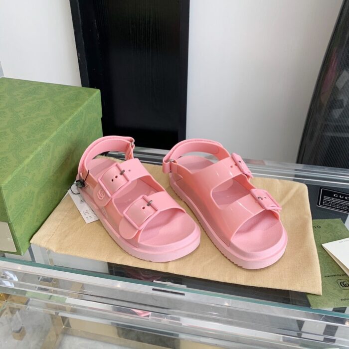 Alternative view of GUCCI WOMEN'S SANDAL WITH MINI DOUBLE G PASTEL PINK 660243 J8700 5815