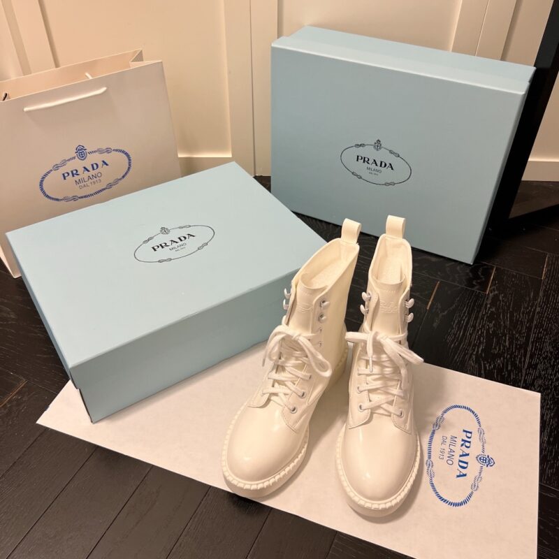 Alternative view of PRADA BRUSHED LEATHER ABD RE NYLON BOOTS CREME 1T782M 3LF7 F0F24 F B050