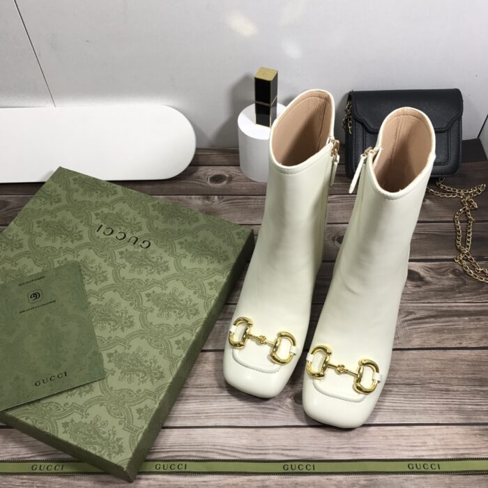 Alternative view of GUCCI WOMEN'S HORSEBIT MID HEEL ANKLE BOOTS WHITE 643888 BKO00 9022