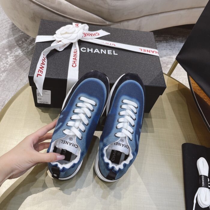 Alternative view of CHANEL NEON DENIM LACE UP LOW TOP TRAINER SNEAKER BLUE  G37494 Y55237 K2847